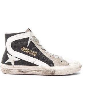 Women’s Black and White Glitter Golden Goose Slide Sneakers- size 41